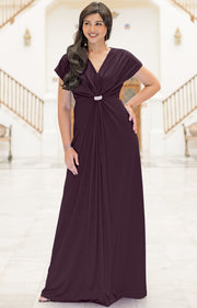 BEHATI - Long V-neck Empire Waist Full Floor Length Maxi Dress Gown