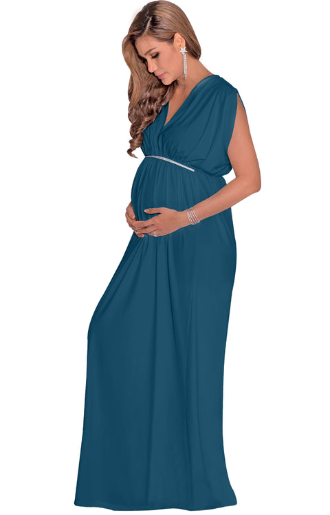 ROCHELLE - Long Maternity Baby Shower Pregnancy Summer Maxi Dress Gown