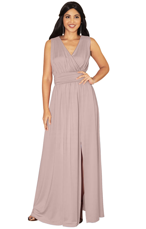 SIA - Long Bridesmaid Sleeveless Sexy Slit Sundress Maxi Dress Gown