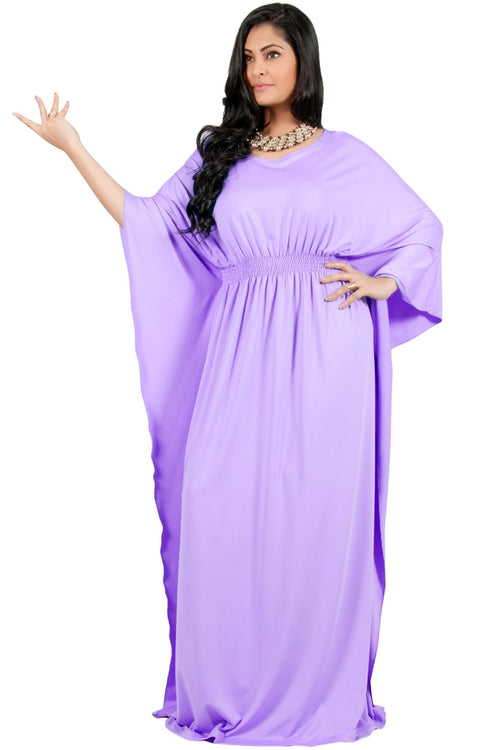 Adelyn & Vivian Plus Size Kaftan Half Sleeve Long Maxi Dress - Violet Light Purple / Extra Large