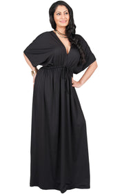 Adelyn & Vivian Plus Size Maxi Dress V-Neck Kimono Sleeve Cocktail