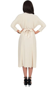 ANITA - 3/4 Sleeve Knee Length Wrap Casual Semi Formal Midi Dress