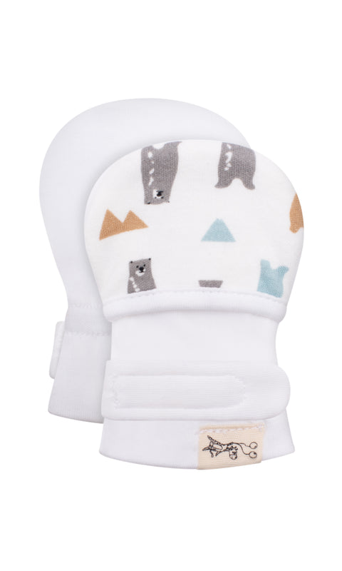 KOH KOH - Kids Baby Newborn Cotton No Scratch Adjustable Animal Print Hand Mittens