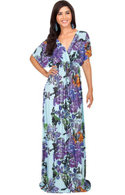 RAMONA - Floral Kimono Sleeve Formal Summer Long Maxi Dress
