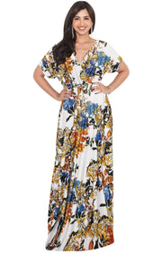 RAMONA - Floral Kimono Sleeve Formal Summer Long Maxi Dress
