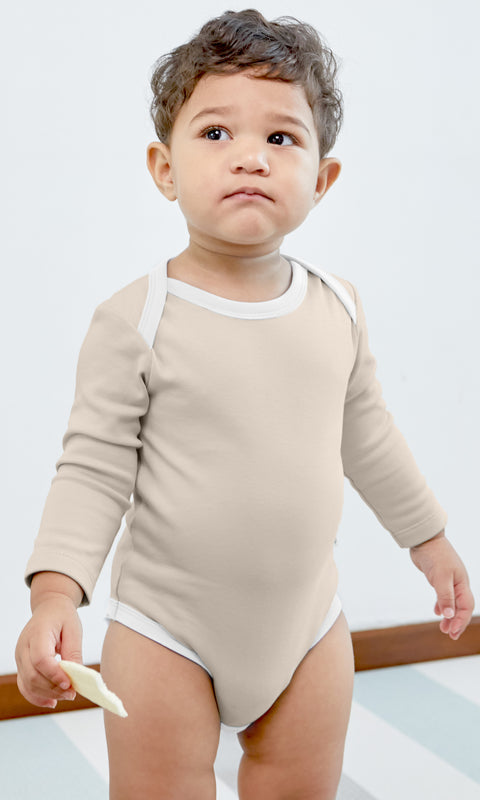KOH KOH - Kids Long Sleeve Cotton Two Tone Color Block Baby Onesie Bodysuit