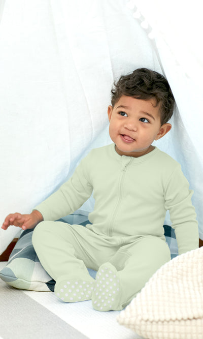 KOH KOH - Kids Short Sleeve Cotton Solid Lap Shoulder Baby Onesie Bodysuit- Seafoam  Light Green