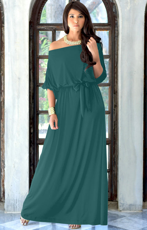 MACY - Off Shoulder 3/4 Sleeve Maxi Dress Gown