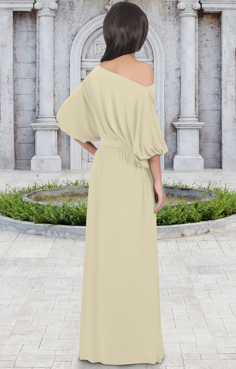 MACY - Off Shoulder 3/4 Sleeve Maxi Dress Gown