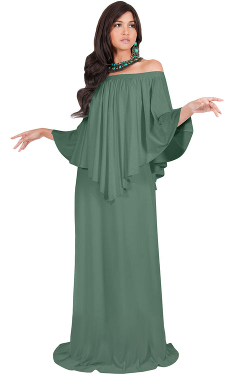 JENN - Sexy Strapless Maxi Dress Long Flowy Cocktail Evening Gown