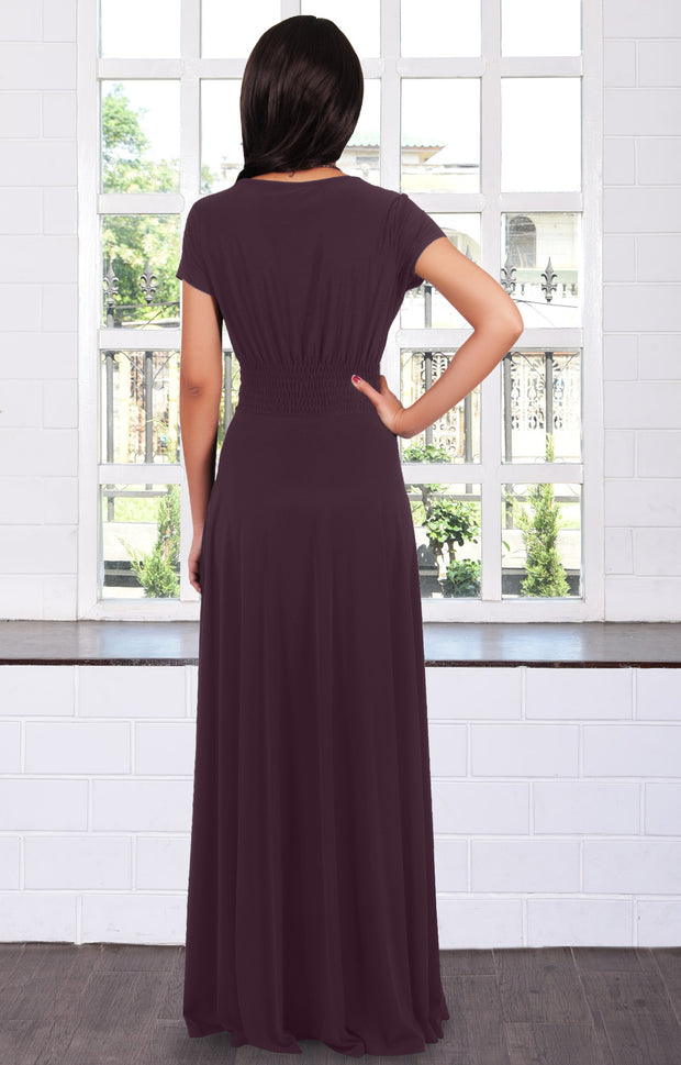 JULIANA - Long Full Floor Short Cap Sleeves Cocktail Maxi Dress Gown