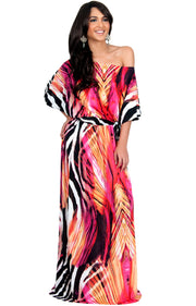 VALENTINA - Sexy One Shoulder Summer Print Boho Flowy Maxi Dress
