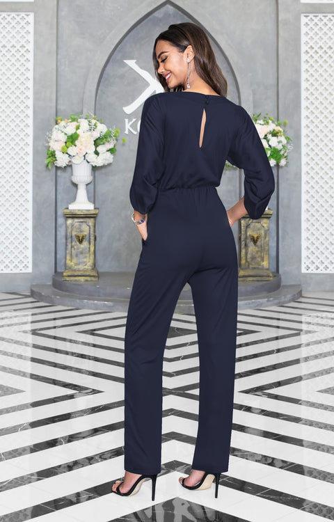 Update 257+ navy blue jumpsuit with sleeves