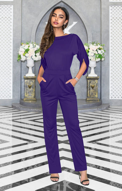 TERESA - Dressy Jumpsuits Cocktail Batwing Sleeve Classy Formal