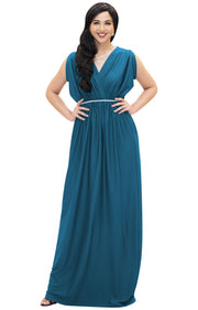 FREEDA - Long Elegant Grecian Flowy Baby Shower Dressy Maxi Dress Gown