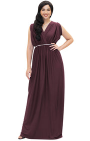 FREEDA - Long Elegant Grecian Flowy Baby Shower Dressy Maxi Dress Gown