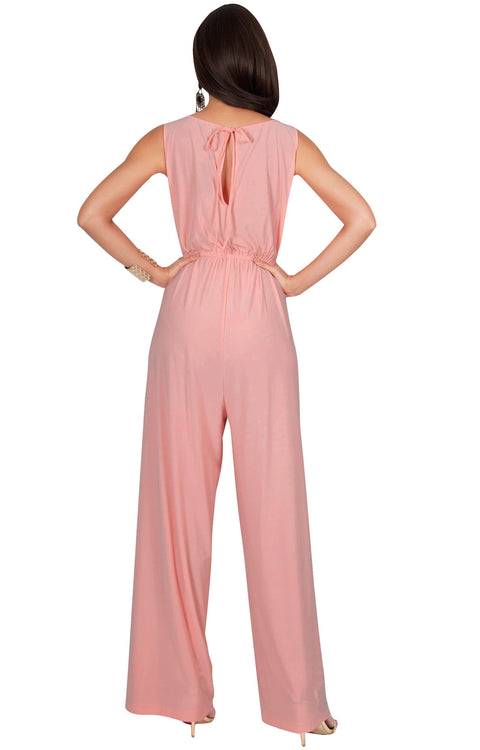 GWEN - Long Dressy Sleeveless Summer Cocktail Jumpsuits Pants Suit