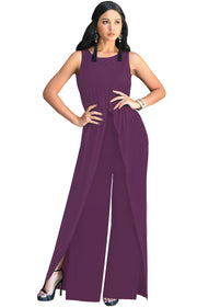 Dressy Jumpsuits Long Sleeveless Classy Pants Suits Outfit - NT147