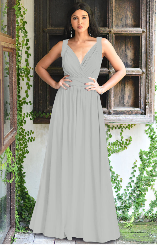SHIROI - Elegant Flowy Bridesmaid Cocktail Evening Maxi Dress Gown