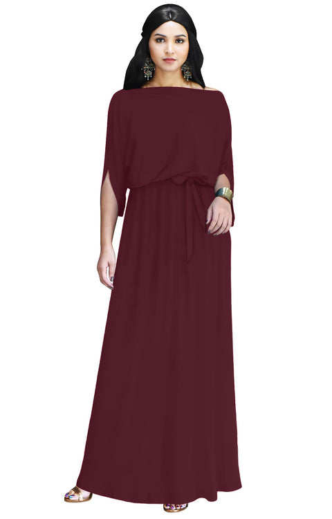 BETSI - Long Flowy Casual Half Short Sleeve Elegant Dressy Maxi Dress ...