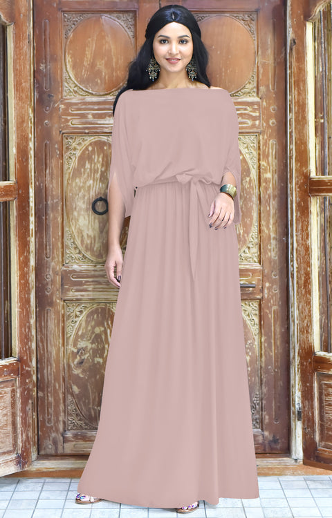 BETSI - Flowy Dressy Half Short Sleeve Elegant Long Maxi Dress
