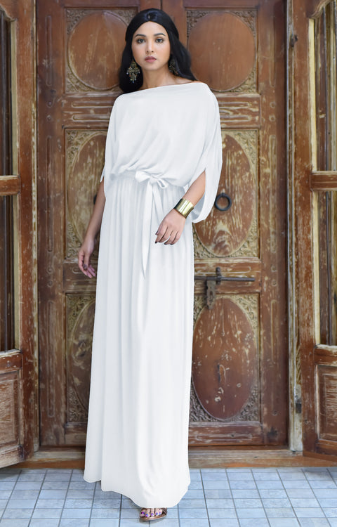 BETSI - Flowy Dressy Half Short Sleeve Elegant Long Maxi Dress