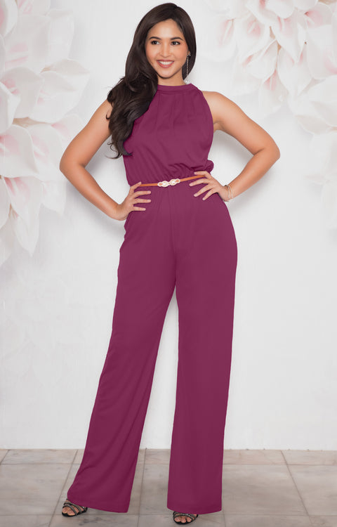 HOPE - Sexy Long Sleeveless Halter Neck Pants Suits Jumpsuit Romper