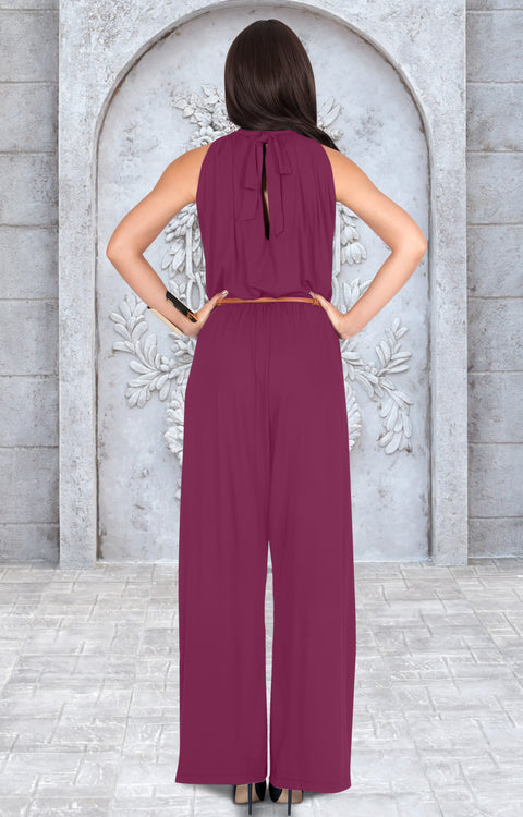 HOPE - Sexy Long Sleeveless Halter Neck Pants Suits Jumpsuit Romper
