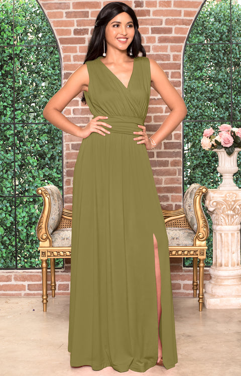 SIA - Sexy Sleeveless Long Slit Bridesmaid Sundress Maxi Dress Gown
