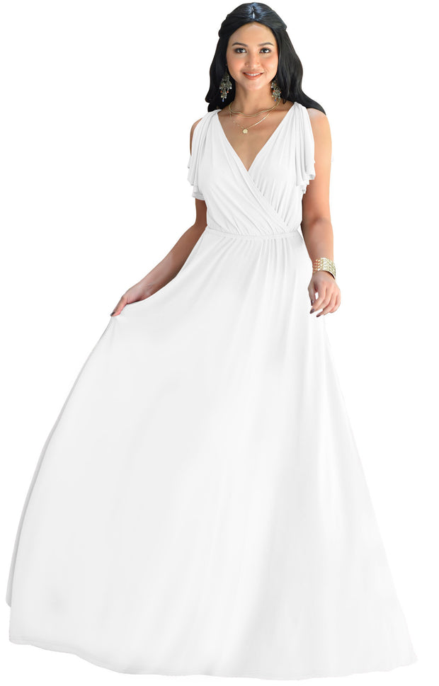 ELLE - Long Wedding Bridesmaid Bridal Formal Evening Gown Maxi Dress