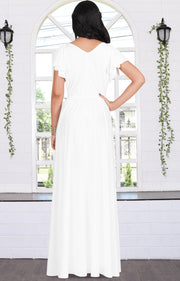 ELLE - Long Wedding Bridesmaid Bridal Formal Evening Gown Maxi Dress