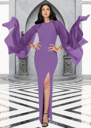 SERENA - Long Formal Elegant Evening Flowy Cape Sleeve Maxi Dress Gown