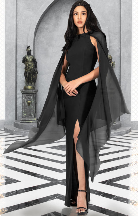Rickie Freeman for Teri Jon One Shoulder Cape Gown – MOTHER OF