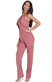 SIERRA - Dressy Sexy Long Halter Cocktail Pantsuit Jumpsuit