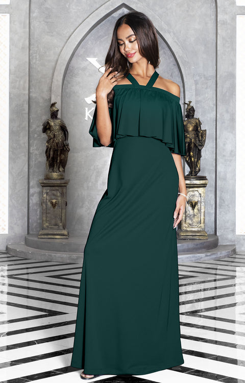 KARINA - Off Shoulder Maternity Flowy Tube Maxi Dress