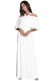 KARINA - Off Shoulder Maternity Flowy Tube Maxi Dress