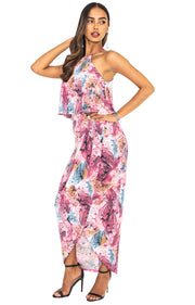 BLAIR - Sexy Halter Colorful Abstract Floral Cocktail Maxi Dress