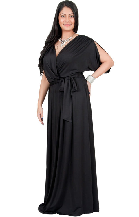 Adelyn & Vivian Plus Size Batwing Sleeve Cocktail Elegant Maxi Dress