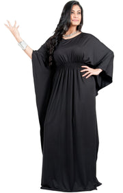 Adelyn & Vivian Plus Size Kaftan Half Sleeve Long Maxi Dress - Black / 2X Large