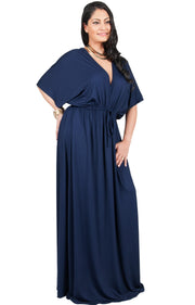 Adelyn & Vivian Plus Size Maxi Dress V-Neck Kimono Sleeve Cocktail