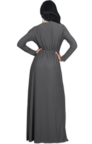 AUDREY - Flowy Long Sleeve Maxi Dress Gown Casual Modest Bridal
