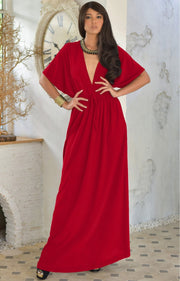 BRIELLE - Sundress Holiday Vacation Maxi Dress Gown Travel Cruise Sun - Red / 2X Large