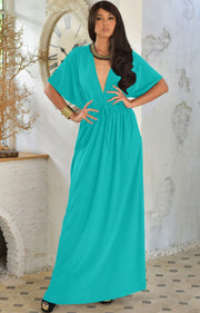 BRIELLE - Sundress Holiday Vacation Maxi Dress Gown Travel Cruise Sun - Turquoise / 2X Large