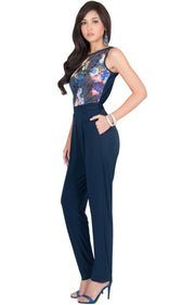 COLLETTE - Floral Print Sleeveless Casual Sexy Jumpsuit