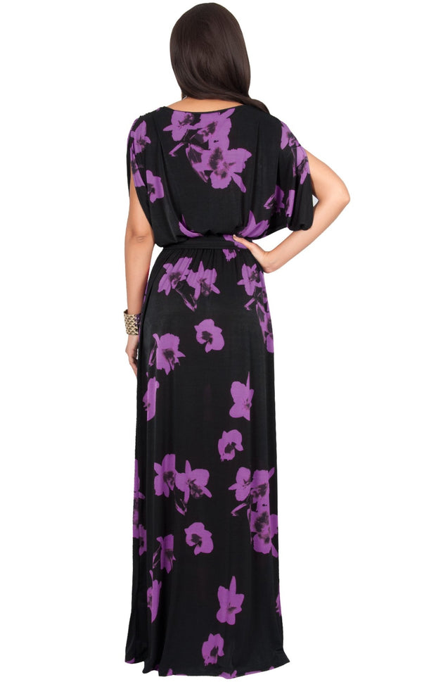 DAHLIA - Sexy V-neck Cross Over Floral Print Maxi Dress