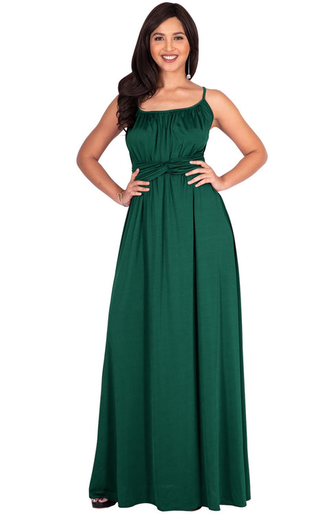 ETA - Long Sexy Bridesmaid Semi Formal Flowy Summer Maxi Dress Gown - Emerald Green / Extra Small