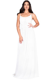 ETA - Long Sexy Bridesmaid Semi Formal Flowy Summer Maxi Dress Gown - Ivory White / Extra Small