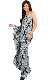 FLOYD - One Shoulder Long Print Cape Sleeve Evening Gown Maxi Dress