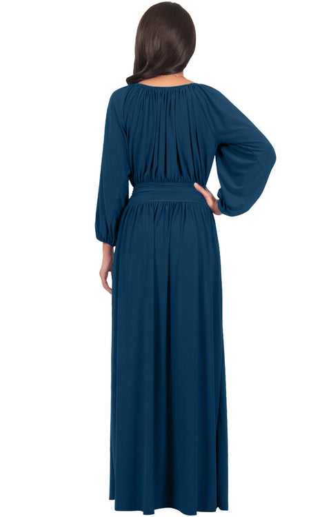 FRANNY - Long Sleeve Peasant Casual Flowy Fall Modest Maxi Dress Gown