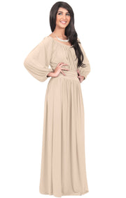 FRANNY - Long Sleeve Peasant Casual Flowy Fall Modest Maxi Dress Gown